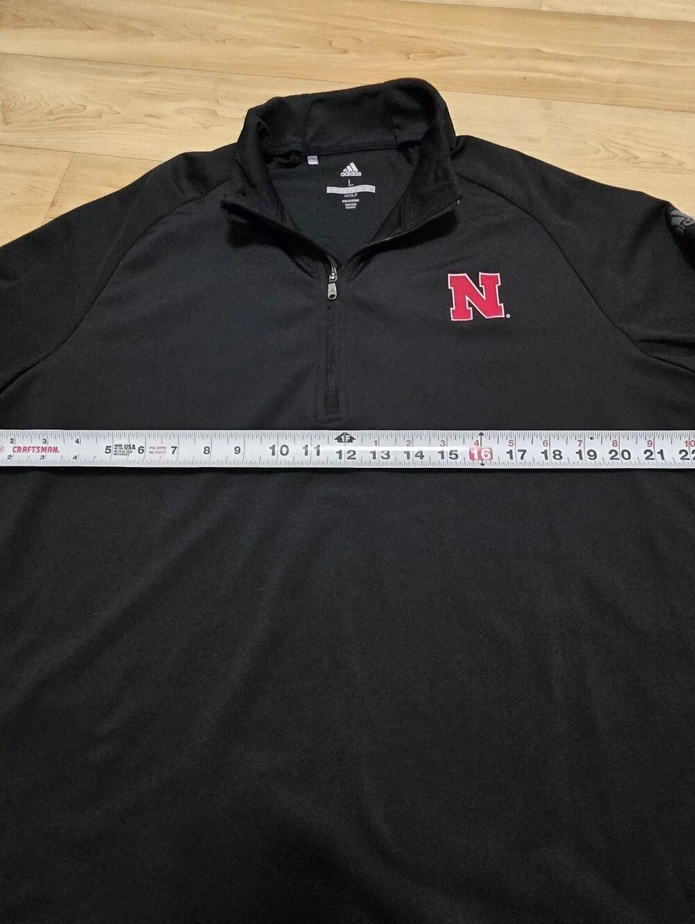 Adidas Golf Nebraska Cornhuskers 1/4 Zip Pullover Jacket, Men's Large, Black